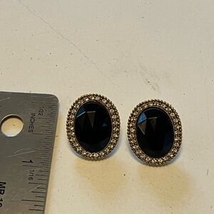 Elegant Black and Silver Stud Earrings